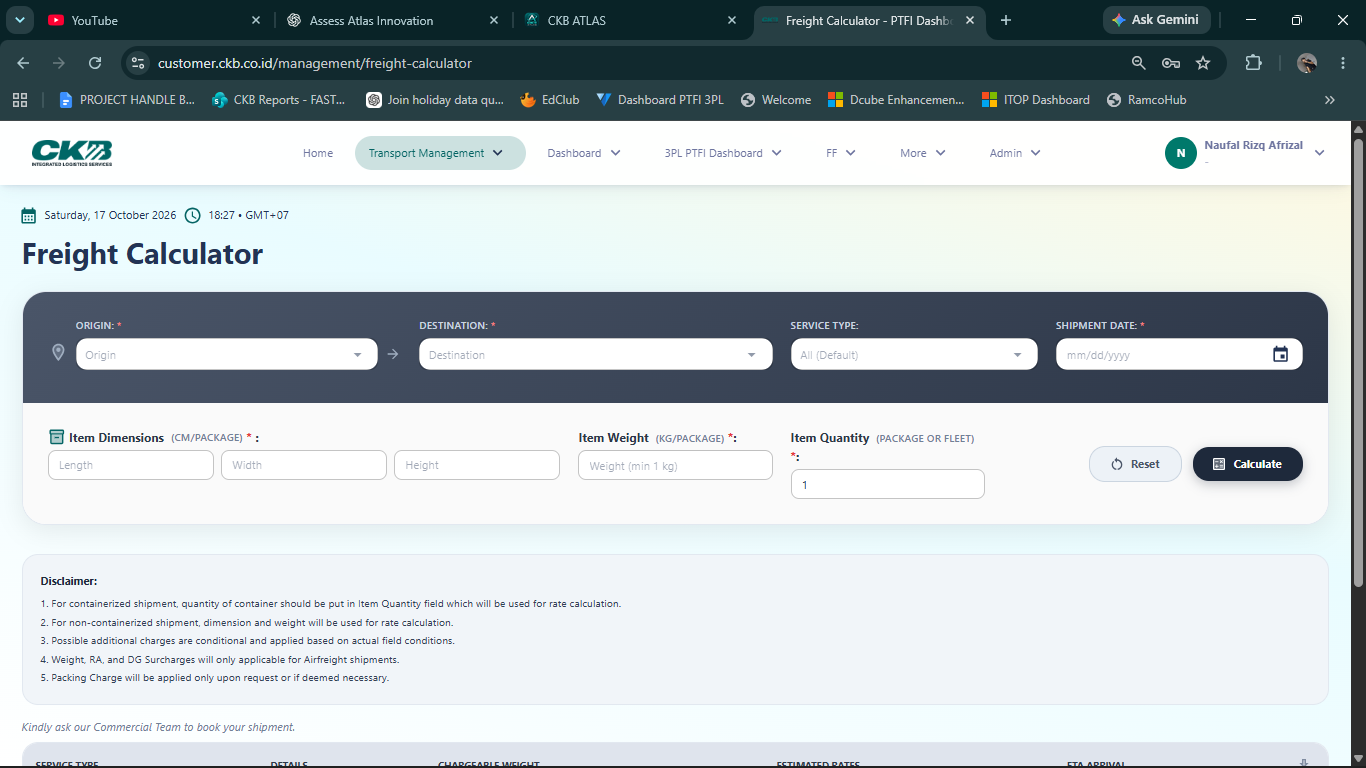 Customer Portal Shipment Tracking & Freight Calculator